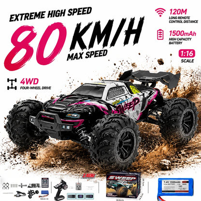 NEW SCY 16101 1:16 80KM/H 4WD RC Car LED Light High Speed Drift Monster Truck vs Wltoys 144001 Christmas Thanksgiving Gifts